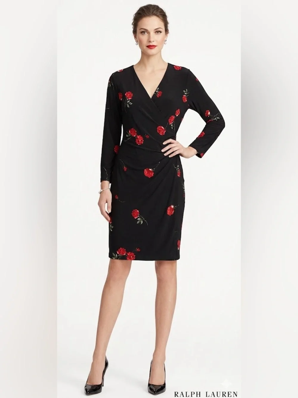 lauren ralph lauren faux wrap jersey dress Lauren Ralph Lauren Womens Paisley Faux Wrap Jersey Dress Sz S Purple Multicolor